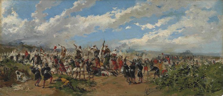 A painting of the Battle of Guadalete.