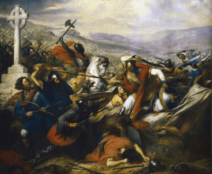 Charles Martel and al-Ghafiqi at battle.